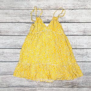 Yellow Floral Mini Dress with Spaghetti Straps